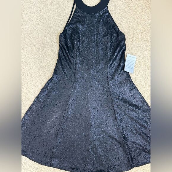 NWT Dress The Population 'ANNIE' Halter Sequin Black  Mini Open Back Dress Sz M - Picture 5 of 15